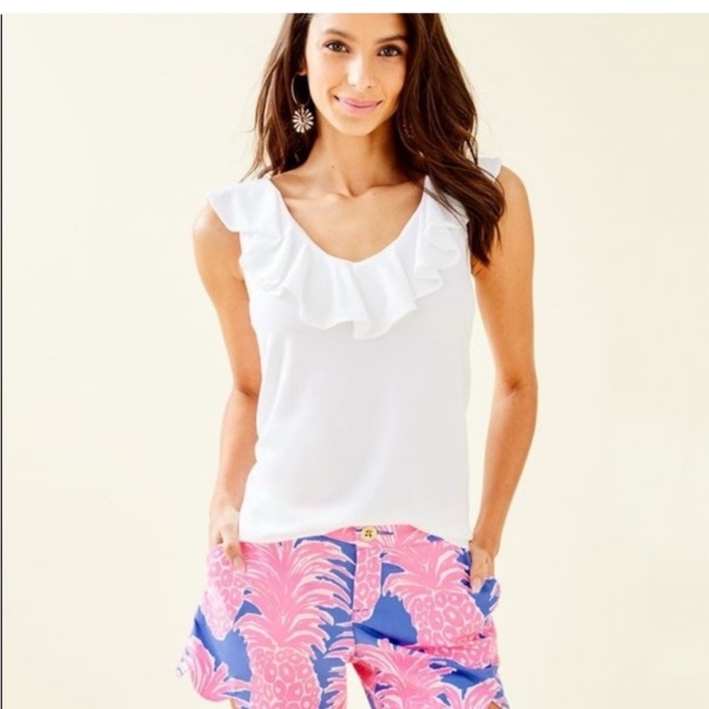 Lilly Pulitzer Alessa Ruffle Tank - White